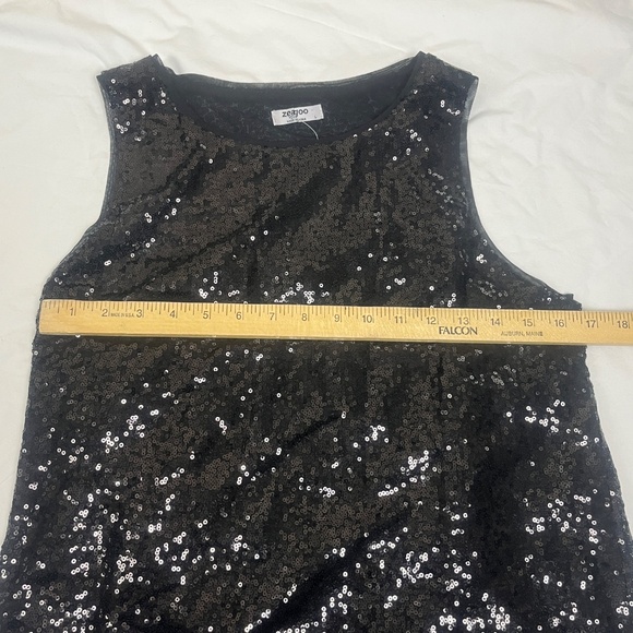 NWT Zeagoo Women Tank Top Sz Large Sequin Sheered Party Black - Picture 9 of 10
